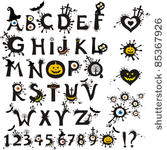 decorative scary style alphabet ...