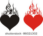 heart on fire isolated on white ...