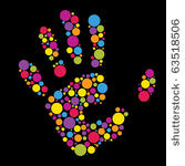 hand made from color circles on ...