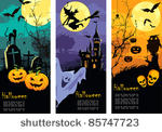 set vertical halloween banners