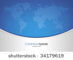 world map on blue background ...