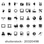video and audio vector black...
