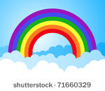 rainbow sky with clouds cartoon ...