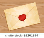 grunge envelope with red heart...