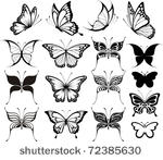 set of butterflies silhouettes...