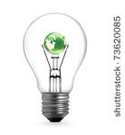 light bulb with green earth map ...