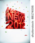 3d vector happy new year 2012....