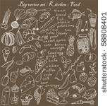 big vector set   kitchen   food