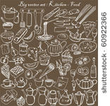 big vector set   kitchen   food