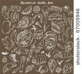 big vector set   kitchen   food