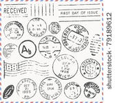 vector set  vintage postage...