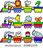 a small train carries lots of...