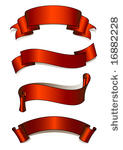 set of 4 red banners scrolls  ...
