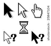 set of different pixel cursors