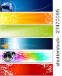 six colorful banners on...