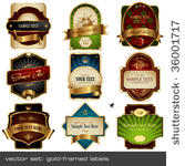 vector set  gold framed labels  ...