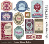 set of decorative vintage labels