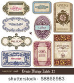 set of ornate vintage labels