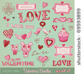 vector set  valentine's doodles ...