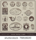 vector set  vintage postage...