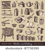 vector set  kitchen and cooking ...