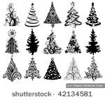 set of classic christmas trees. ...
