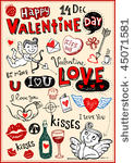 vector valentine doodles set