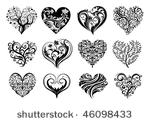 set of 12 tattoo hearts  vector ...