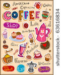 set of coffee design elements...