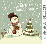 snowman with gifts beside...