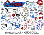 set of coffee doodles  vector...