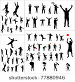 set of silhouettes of sports...