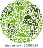 green globe outline made from...