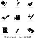 classic arts icons set