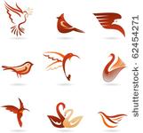 set of different birds icons