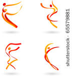 abstract dancing figures set