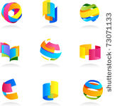 abstract icons set with ribbon...