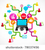 social network background with...