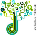 social network tree with media...