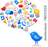 blue bird with social media...