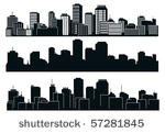 set of vector  cities silhouette