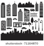 vector   silhouettes for city's ...