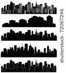 set of vector cities silhouette