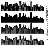 set of vector cities silhouette