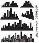 set of vector cities silhouette