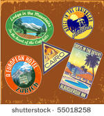 vintage travel stickers vector...