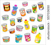 big set of canned goods and...