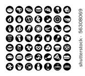 many vector food icons set 2