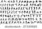 set of vector silhouettes of...