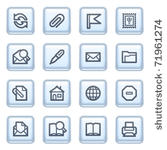 e mail icons on blue buttons.